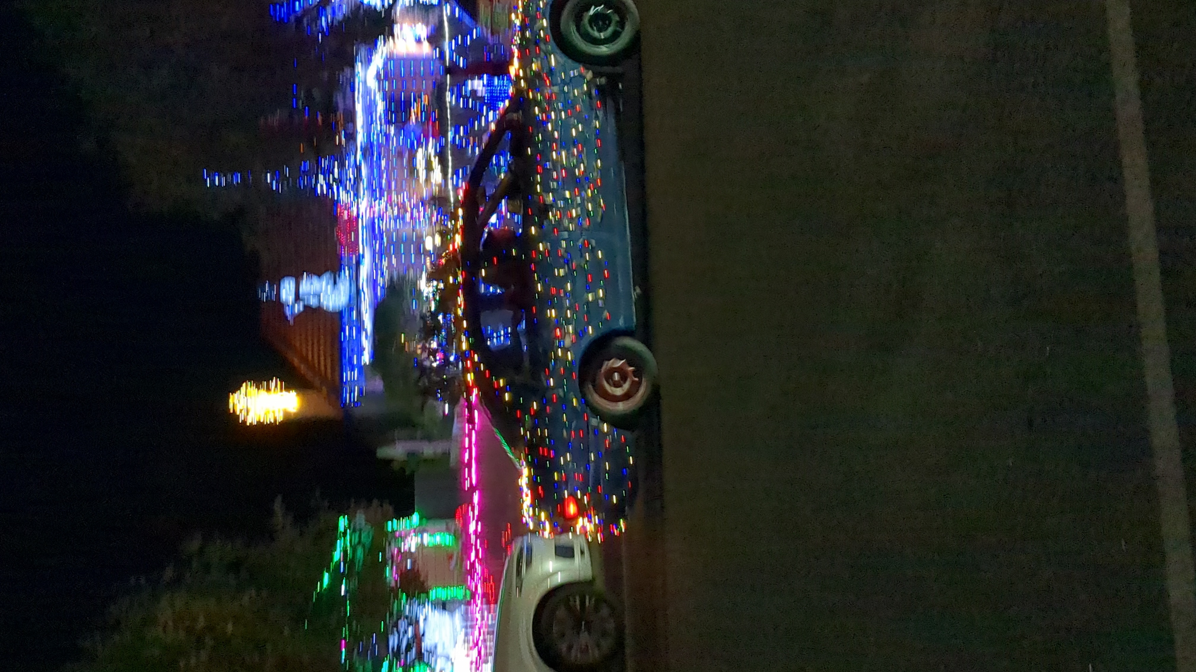 Christmas lights in a car