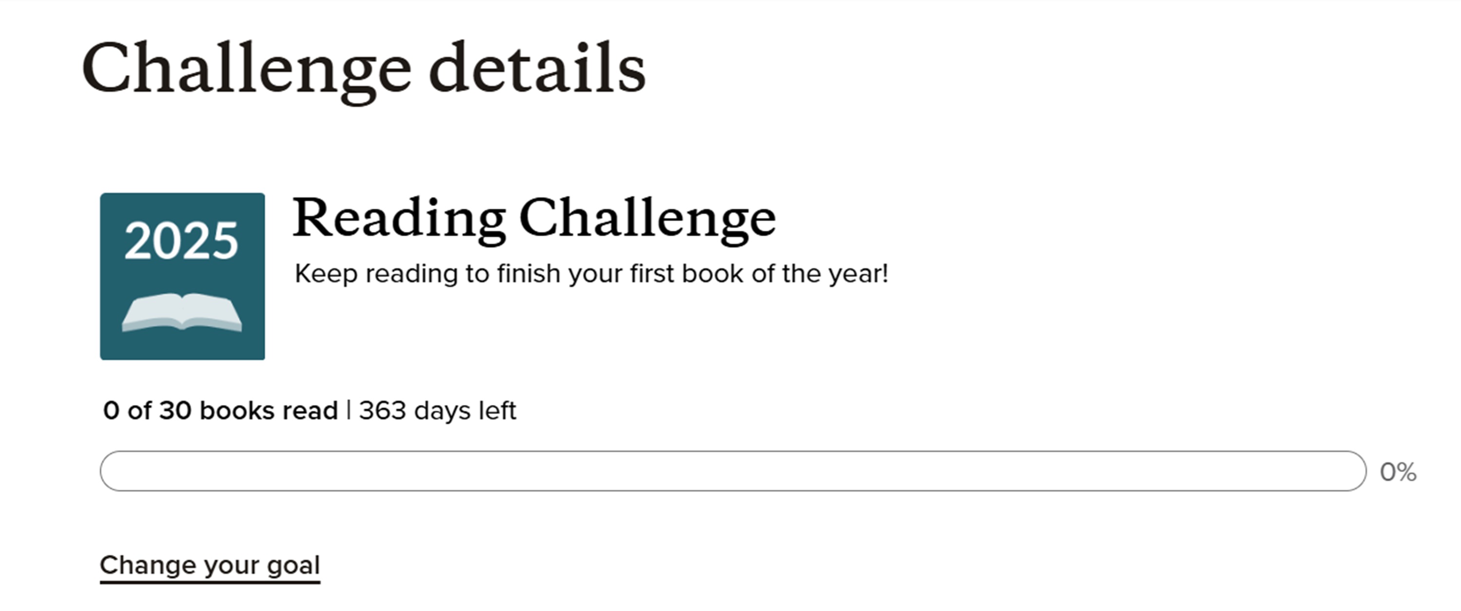 Screencap of Amazon GoodReads challenge