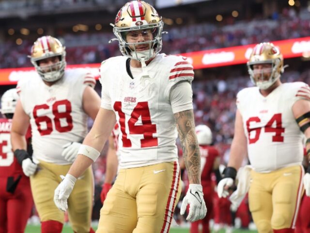 San Francisco 49ers wide receiver Ricky Pearsall wearing #14.