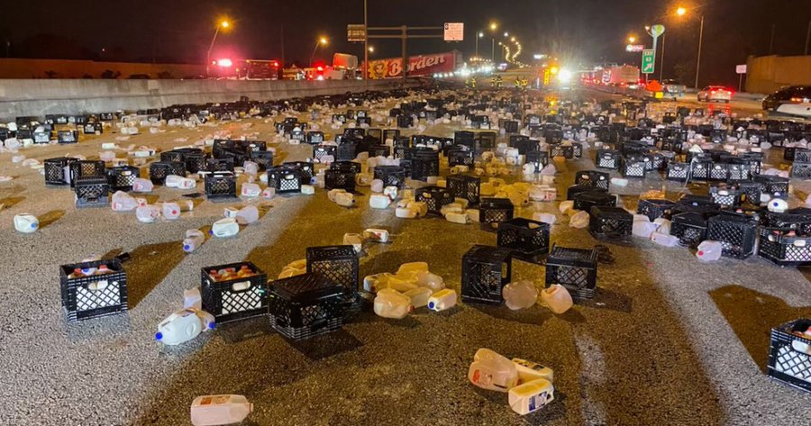 Scene of a truck accident in Palm Beach County Florida.