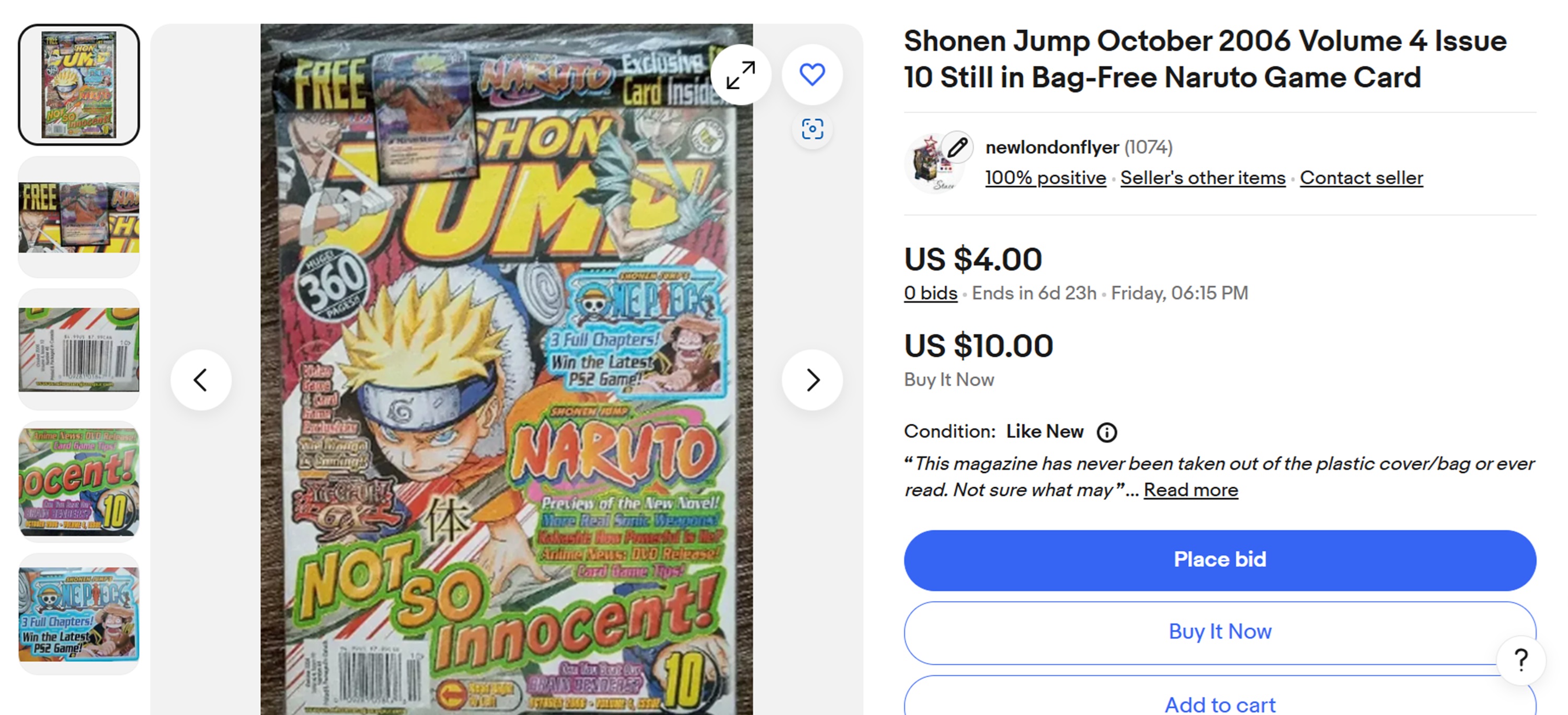 Screencap of my eBay item.