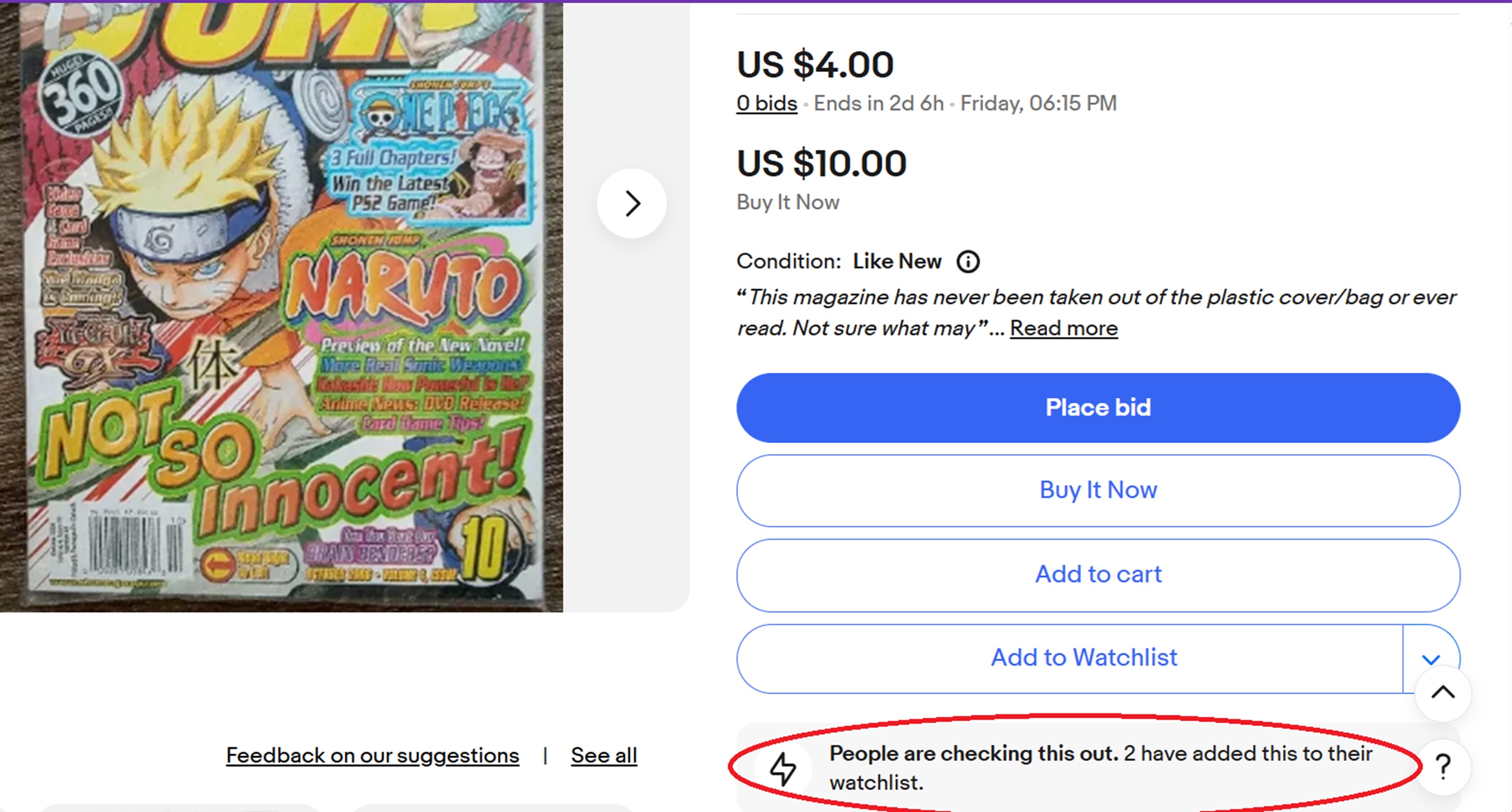 Screencap of Shonen Jump Auction Screencap of Shonen Jump Auction