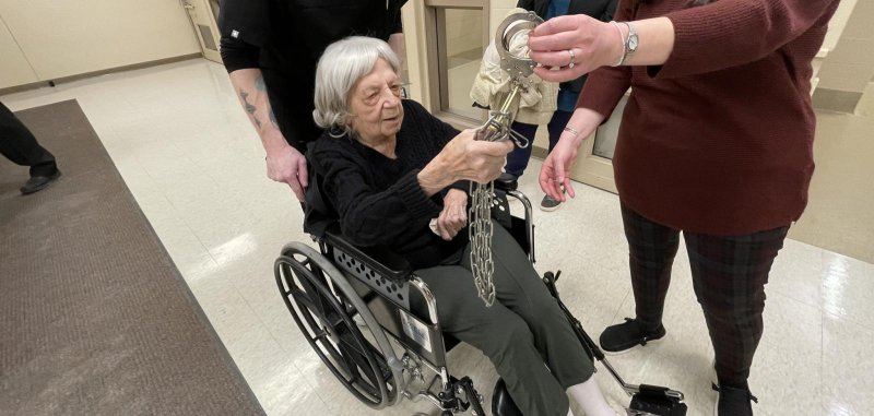 New York state resident Loretta visit a jail in Geneseo New York on her birthday. 