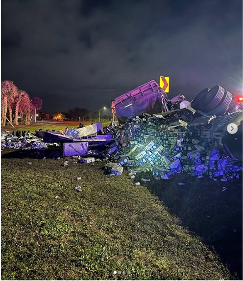 Scene of a truck accident in Florida.