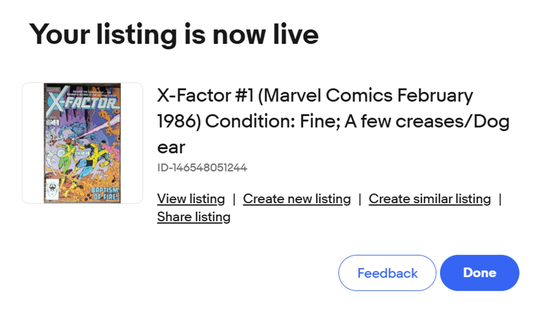 Screencap of scheduled listing on eBay