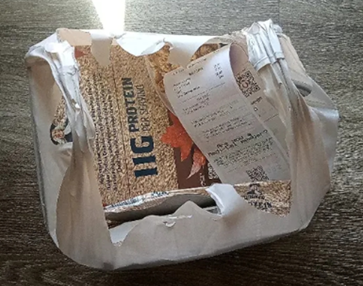 Photo I took of the bag I brought home from the grocery store