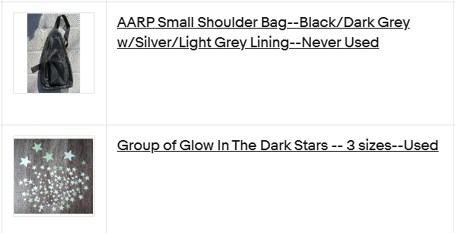 Screencap of my eBay items with watchers