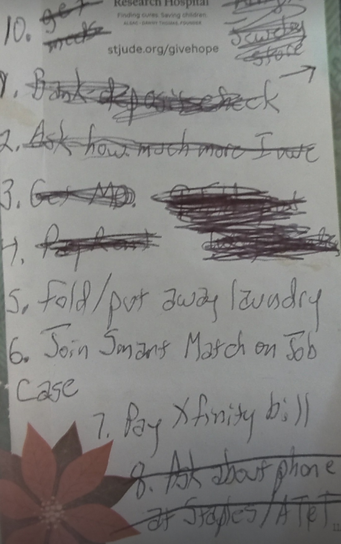 Photo I took of things marked off my to do list Photo I took of things marked off my to do list