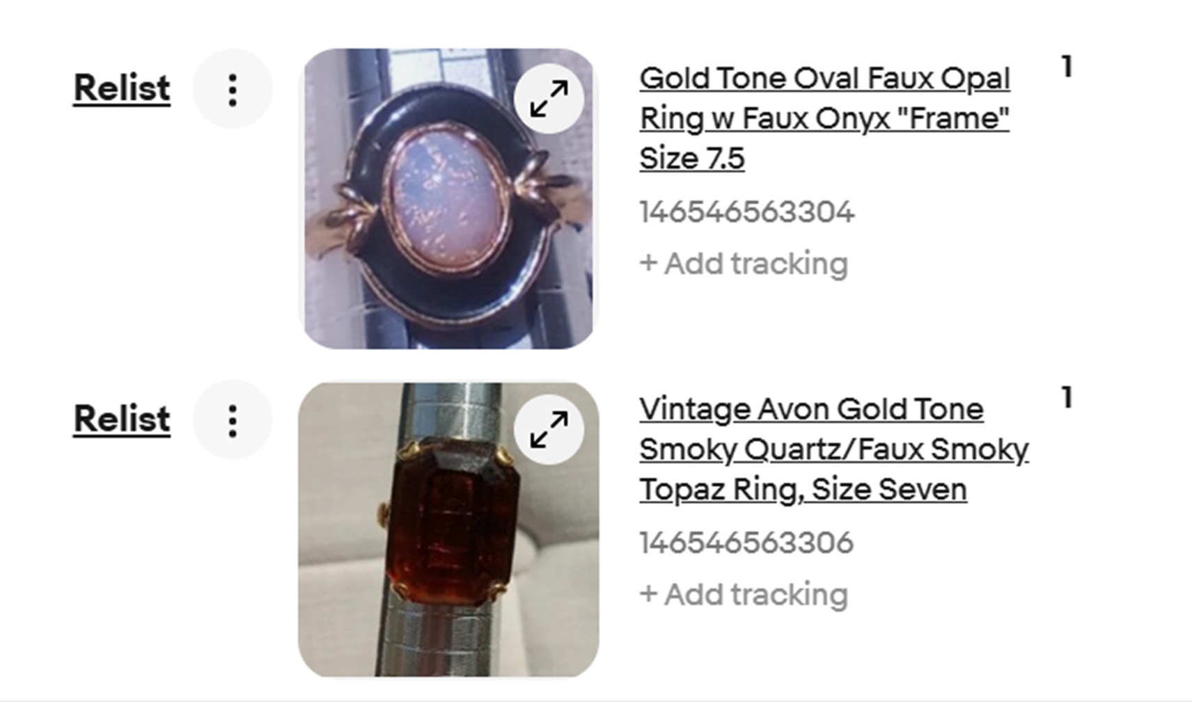 Screencap of the two rings that sold on eBay today. Screencap of the two rings that sold on eBay today.