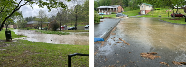 Rapid water rise after a quick storm in Jonesborough, Tennessee. Photos taken by and the property of FourWalls.