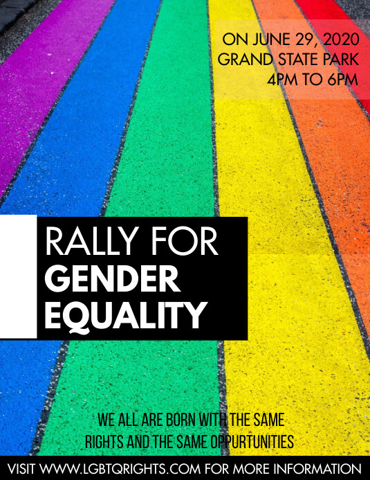 A sample Rally for Gender Equality poster for a past event. Source: Postermywall website
