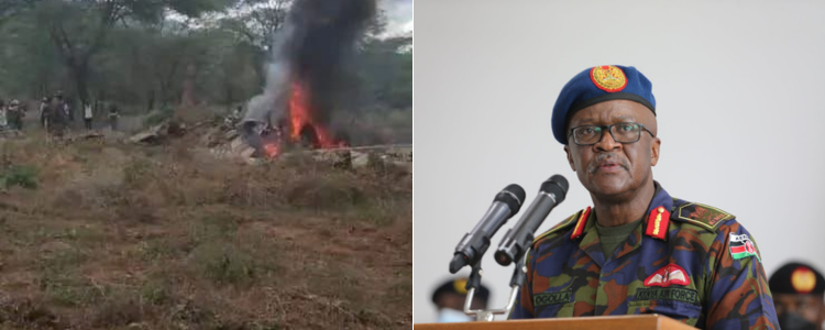 A photo collage of deceased Kenya Chief of Defense and a chopper accident in which he died. Source: ChipNews Website A photo collage of deceased Kenya Chief of Defense and a chopper accident in which he died. Source: ChipNews Website