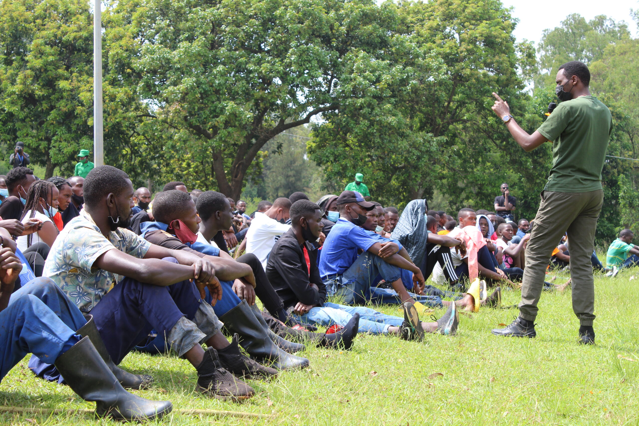 Rwandese youth being instructed before engaging in national public service work, source: UTB website