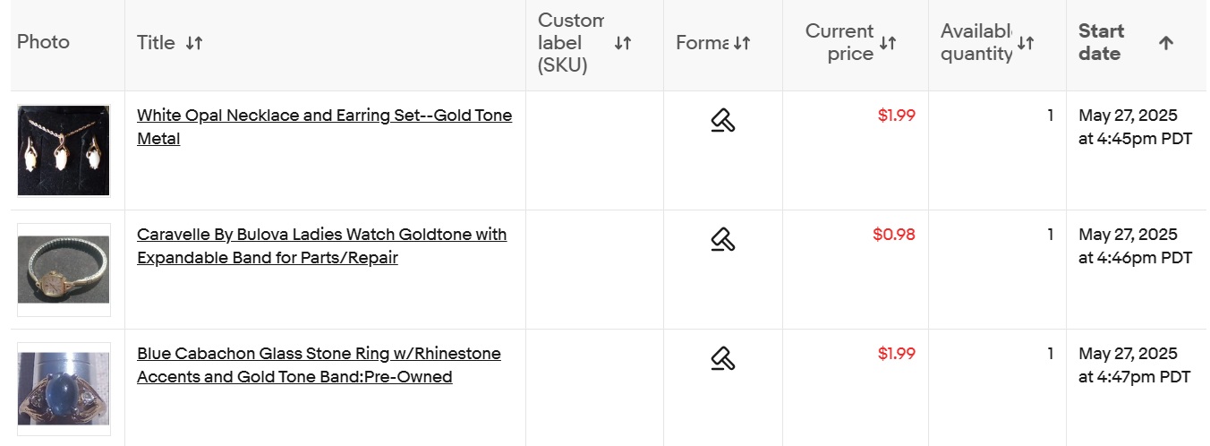 screencap of the three auctions that I have scheduled screencap of the three auctions that I have scheduled