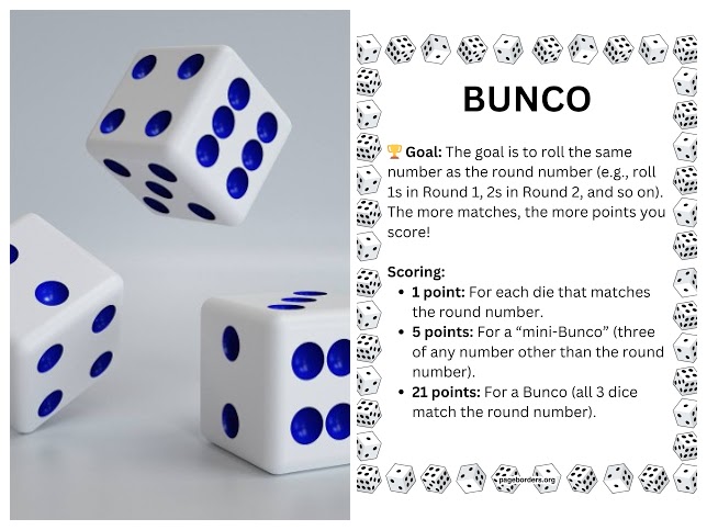 Three dice and Bunco Goals