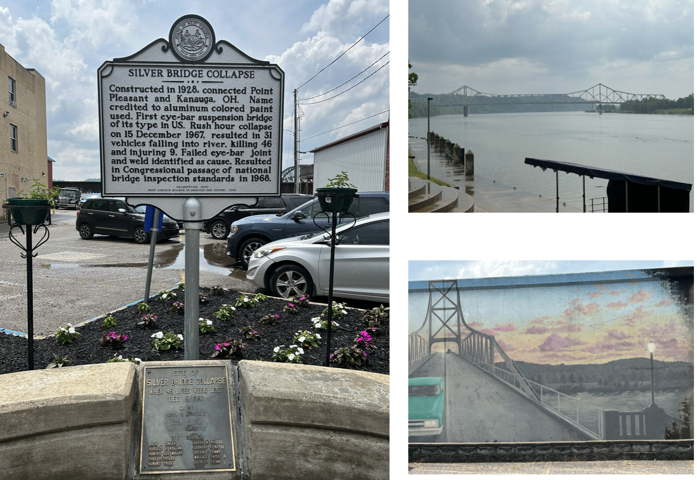Photos at Point Pleasant, WV related to the Silver Bridge disaster.  Photos taken by and the property of FourWalls.
