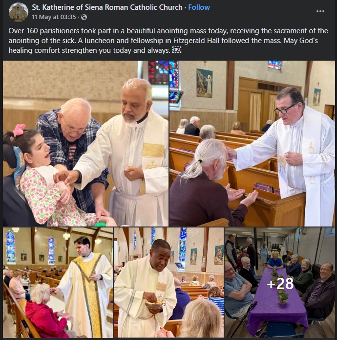 Priests anointing the sick during mass.