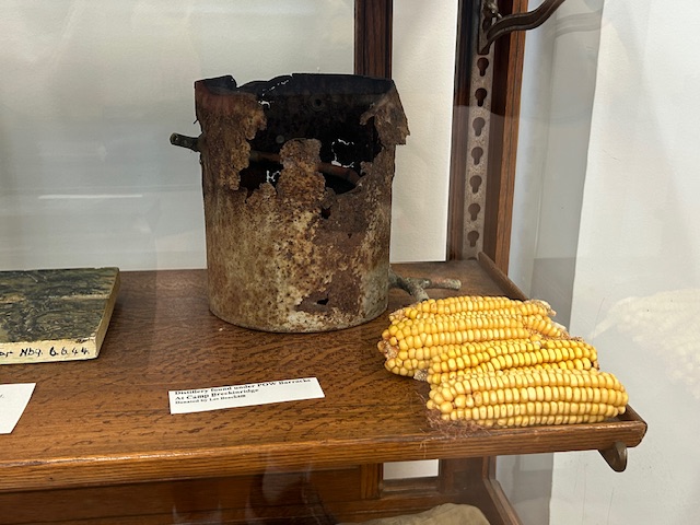 Remains of a homemade still found at Camp Breckenridge during the POW camp days.  Photo taken by and the property of FourWalls.