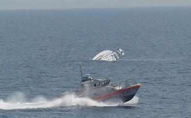 USCG rescue 2 men that were on a life raft in Virginia. 
