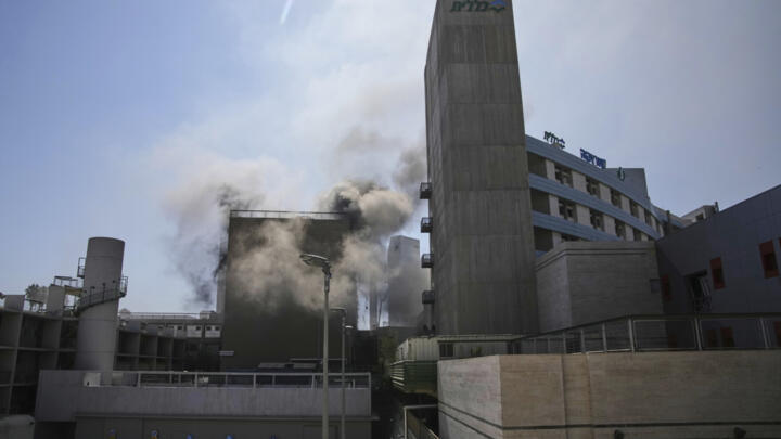 A photo showing smoke from a burning building that had been hit by a missile. Source: France24 website