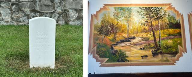 Mayer’s grave in Fort Knox and a painting in Camp Breckenridge.  Photos taken by and the property of FourWalls.