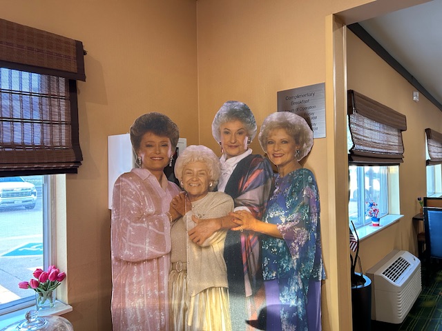 Cutouts of the Golden Girls in the lobby.  Photo taken by and the property of FourWalls.