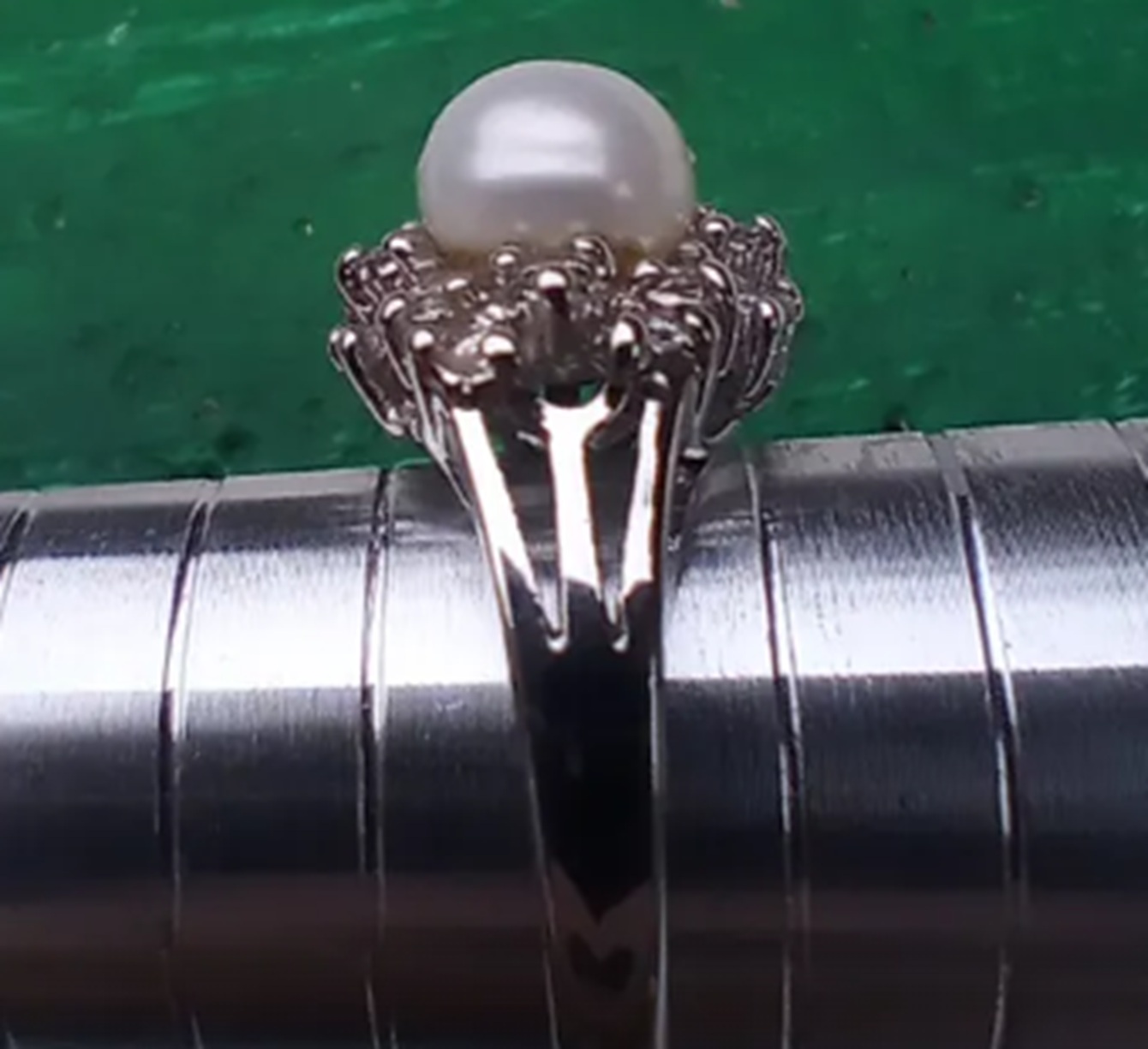 Photo I took of the pearl ring I'm working on the draft of for eBay Photo I took of the pearl ring I'm working on the draft of for eBay