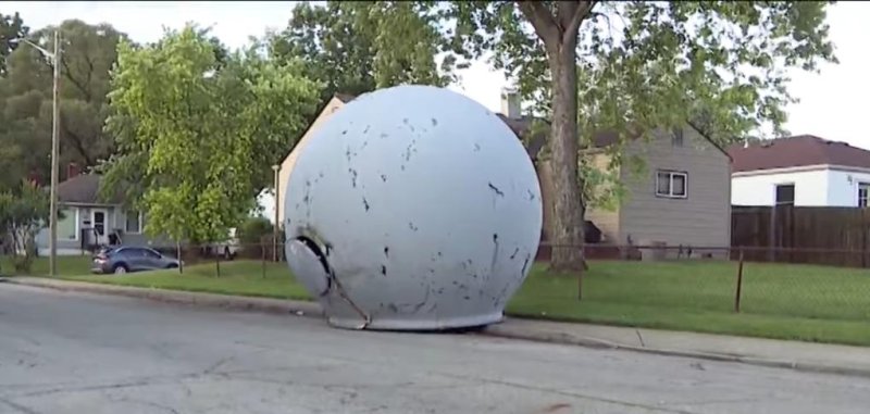 A mysterious object lands on a street in Indianapolis Indiana.