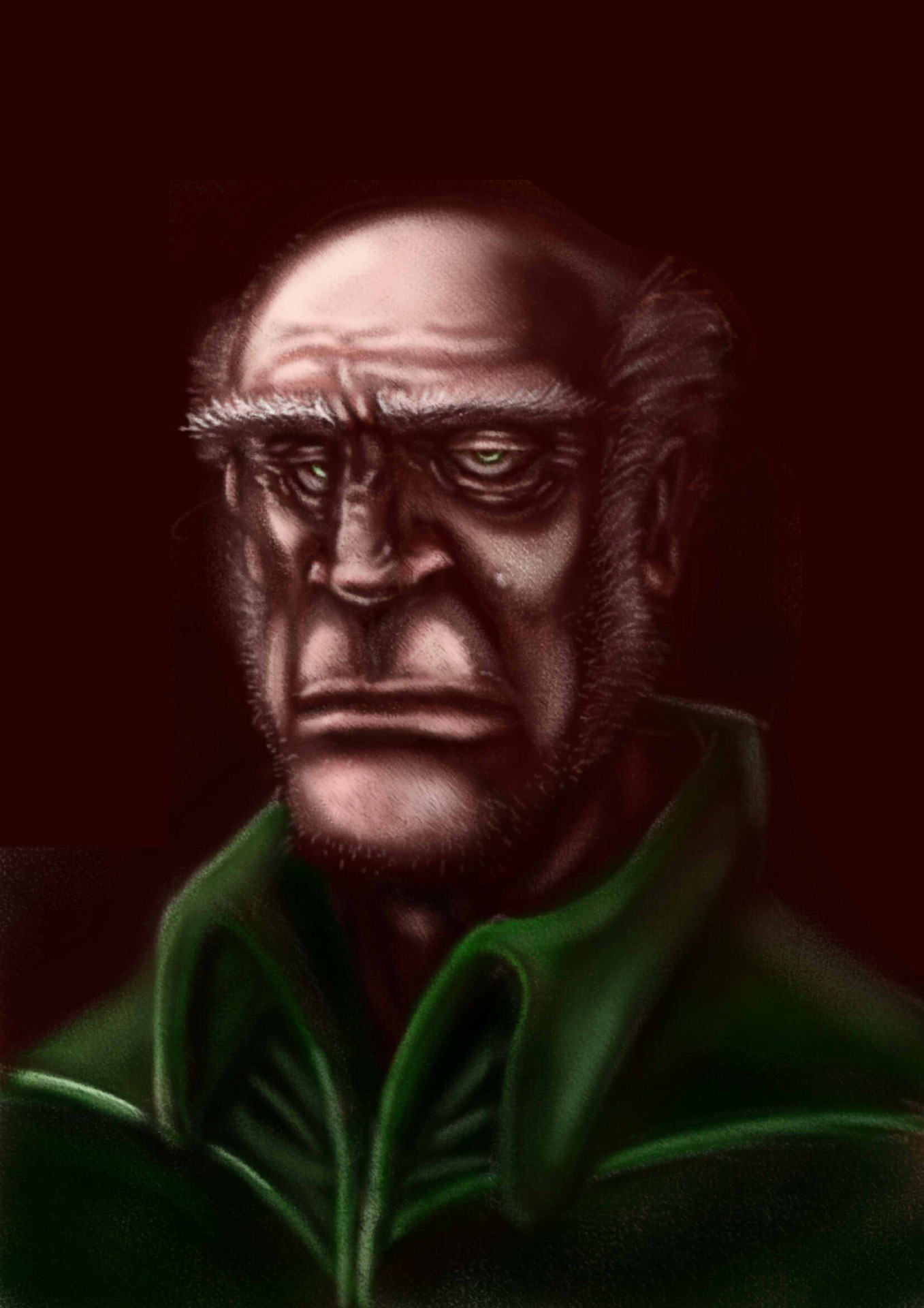 The old Zen master was sitting in the dark