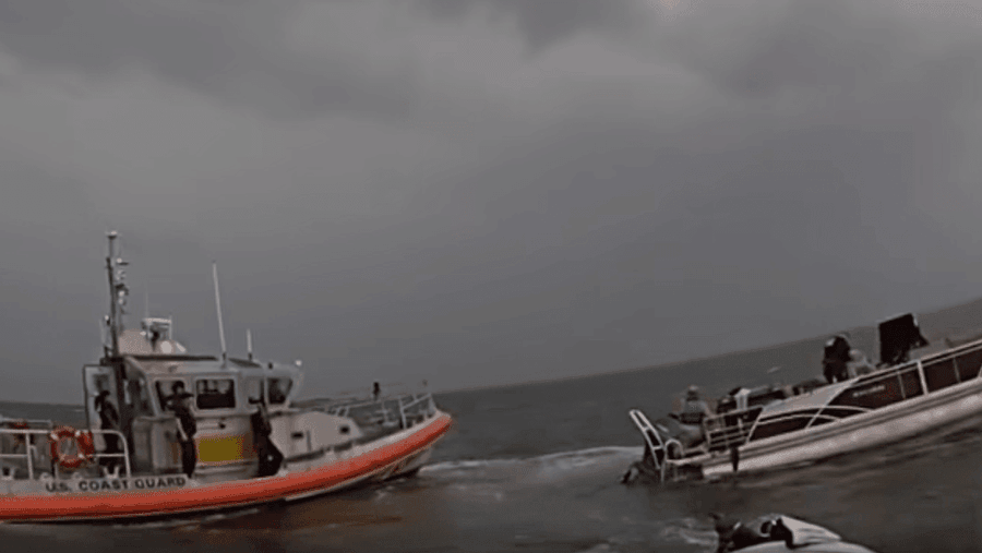 Authorities rescue 7 girls and 2 dogs who were aboard a sinking ship in Florida.