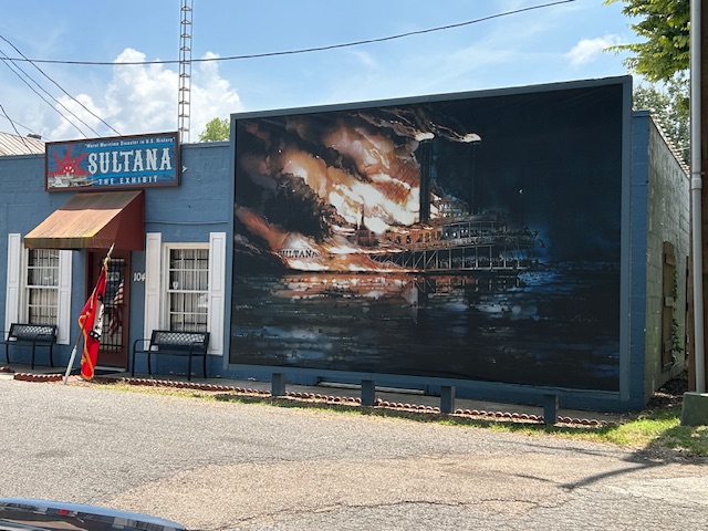 Painting of the Sultana disaster on the wall of the museum.  Photo taken by and the property of FourWalls.