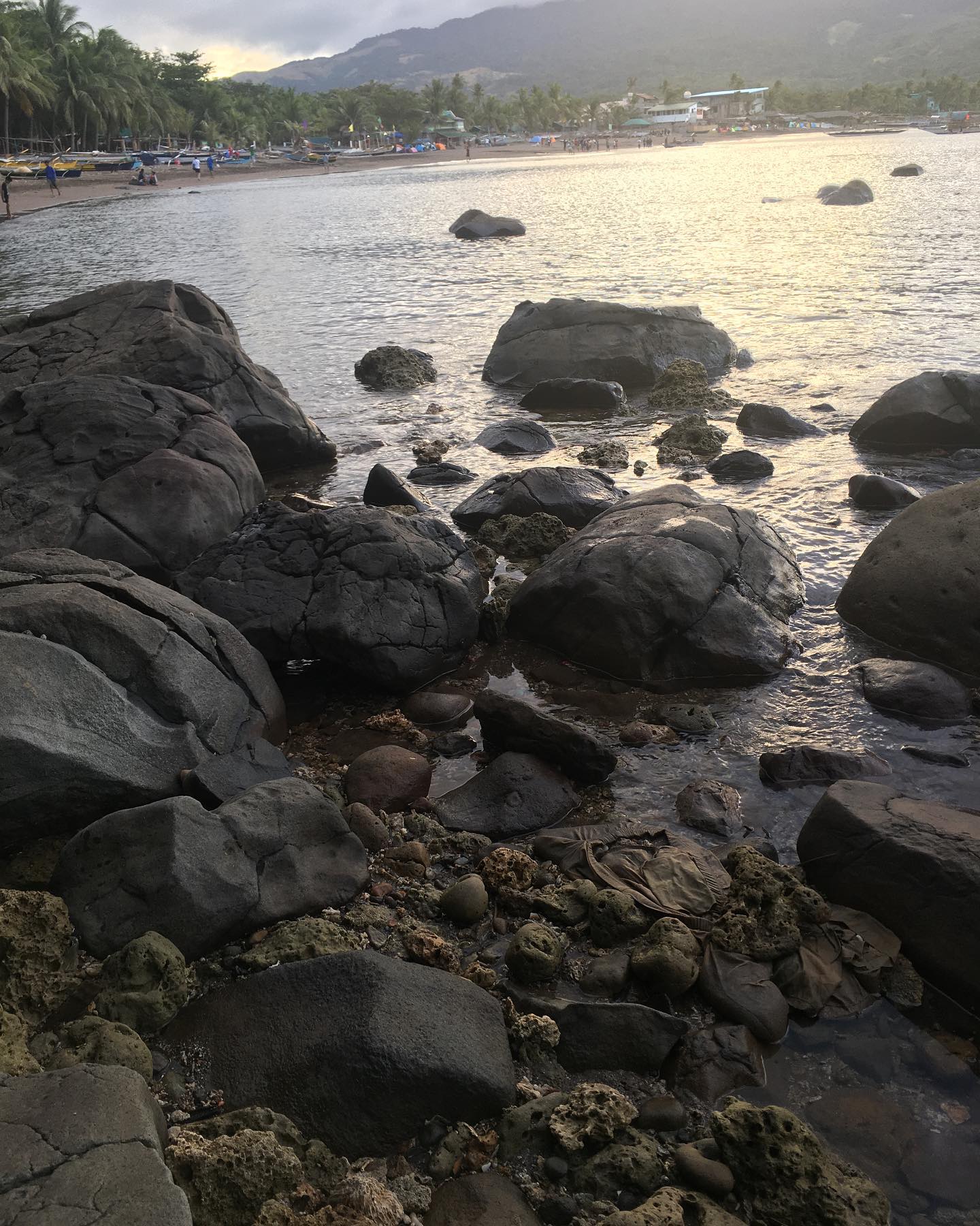 sea with rocks on the shore