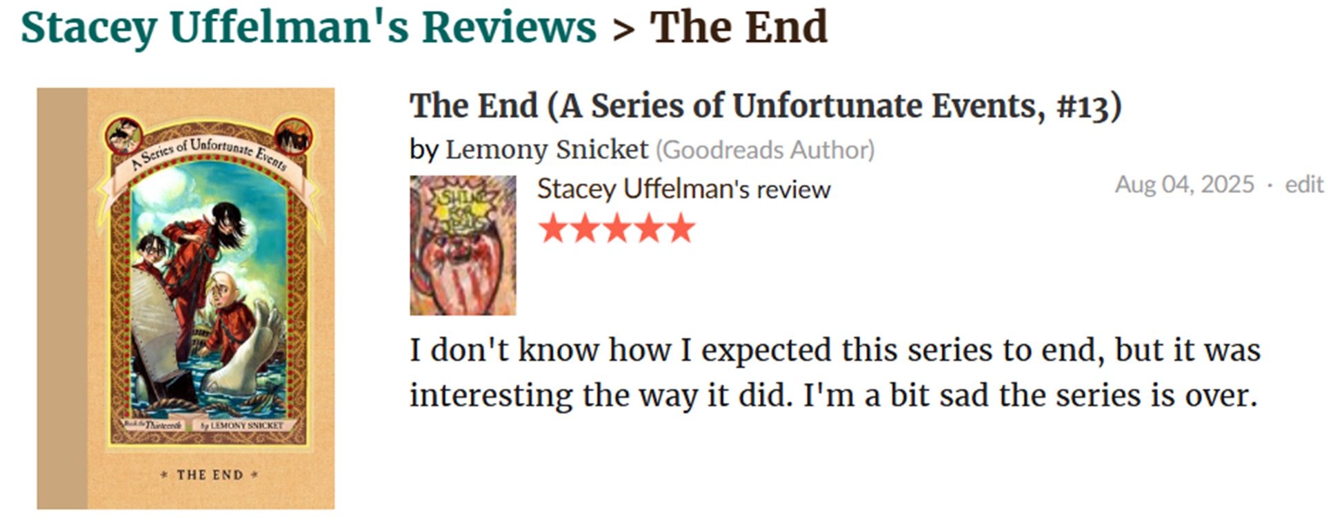 Screencap of my Good Reads page Screencap of my Good Reads page