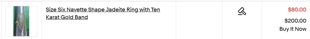 Screencap of scheduled auction