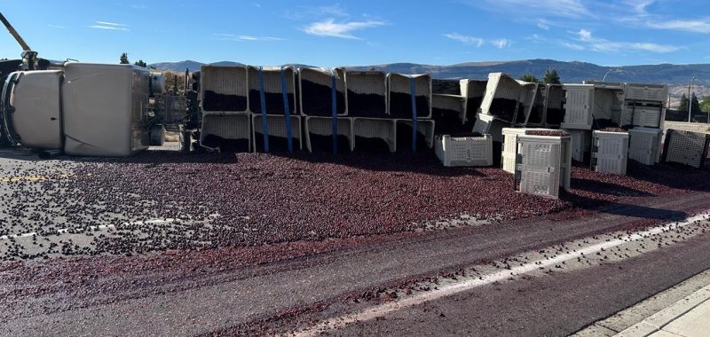 Truck accident on a road in Douglas County in Washington state