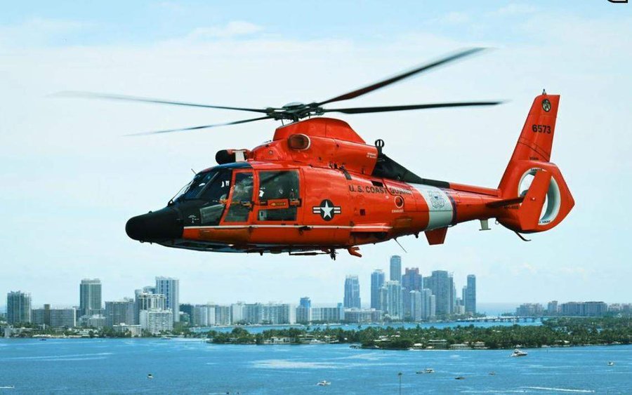 USCG helicopter on a rescue mission in Miami Florida