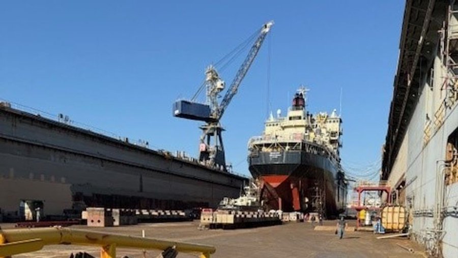 Ship located in Mobile Alabama dock area Ship located in Mobile Alabama dock area