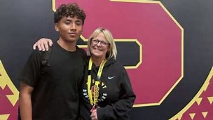 Student at Schaumburg High School student with Becky McNamee who saved him  Student at Schaumburg High School student with Becky McNamee who saved him