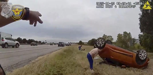 Accident scene in Fort Worth Texas where police rescue an infant Accident scene in Fort Worth Texas where police rescue an infant