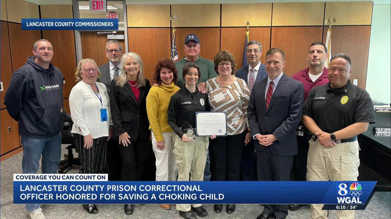 Correctional officer Jaiden Droege given an award by his superiors Correctional officer Jaiden Droege given an award by his superiors