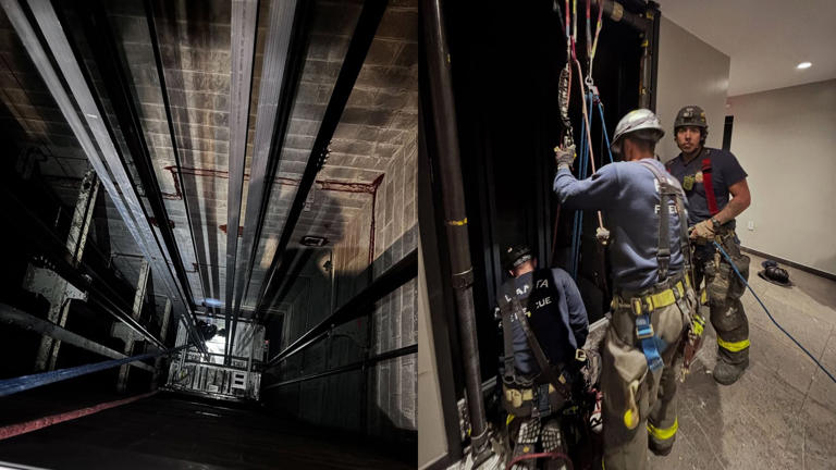 Firefighters in Atlanta rescue kids trapped in an elevator Firefighters in Atlanta rescue kids trapped in an elevator