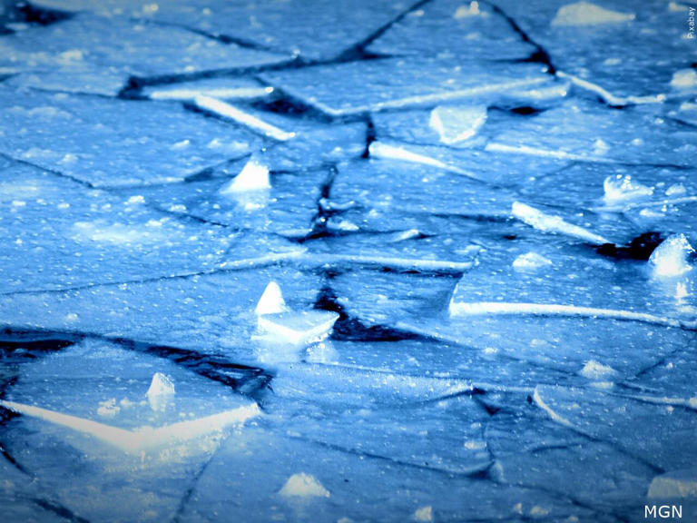 An icy lake in Becker County Minnesota