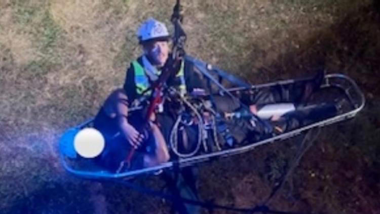 Firefighters in Texas rescue an auto accident victim.  