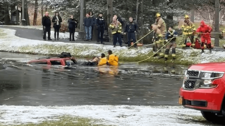 Firefighters in Saratoga Springs rescue a woman driver who drove into a pond Firefighters in Saratoga Springs rescue a woman driver who drove into a pond
