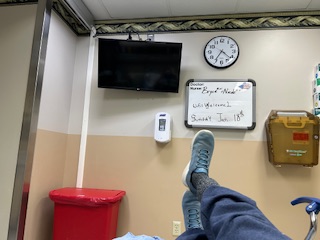 My feet in the ER.  Photo taken by and the property of FourWalls.