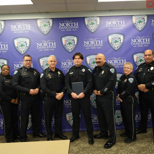North Charleston Police Officer Malcolm Kellogg receives an award in S C