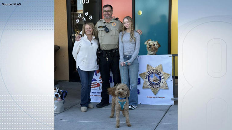 Las Vegas police officer Skeeter Black and his family adopt a dog who was abandoned. Las Vegas police officer Skeeter Black and his family adopt a dog who was abandoned.