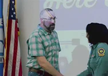 Volunteer firefighter Joshua Carroll meets his first responder rescue team members 