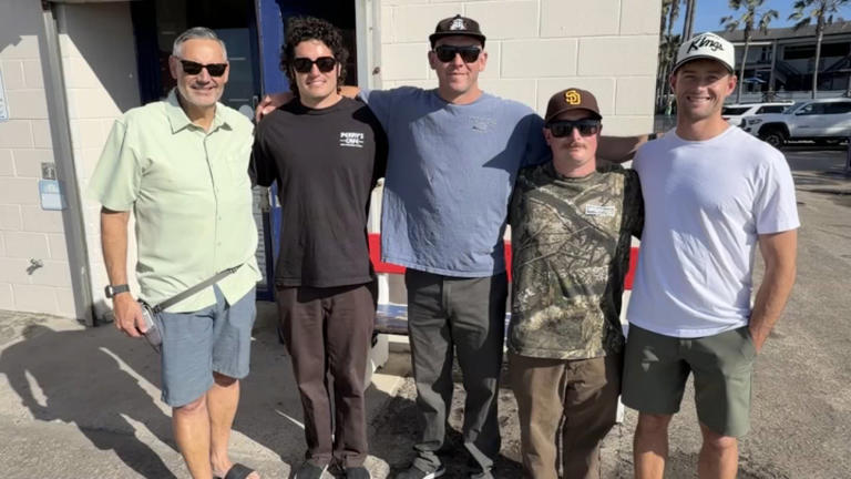 A man who suffered a heart attack at a restaurant meets his heroes in San Diego