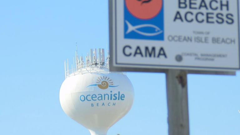Sign at a beach at Ocean Isle Beach in North Carolina